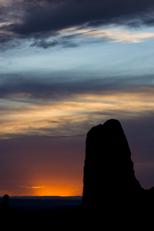 Rock Tower Silhouette At Sunset